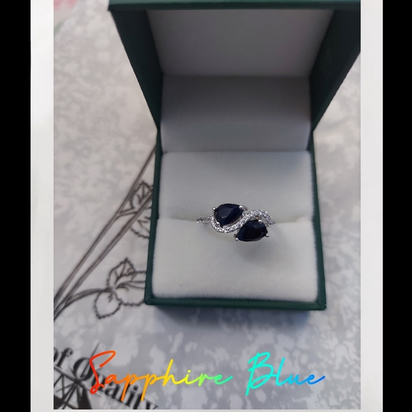 GEMSTONE RING DECORATED WITH CZ SIMULATED DIAMONDS - Picture 8 of 13